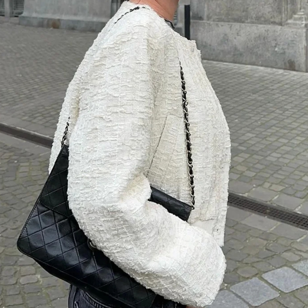 Office Lady Beige Twist Bomber Jackets Women Long Sleeve - Picture 3 of 7